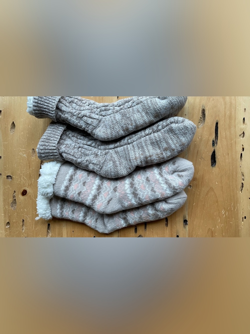 Cozy Grippy Knit Socks - Pack of Neutral Patterned Socks